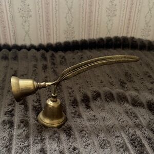 VINTAGE Antique Solid Brass Feather Bell Home Accent